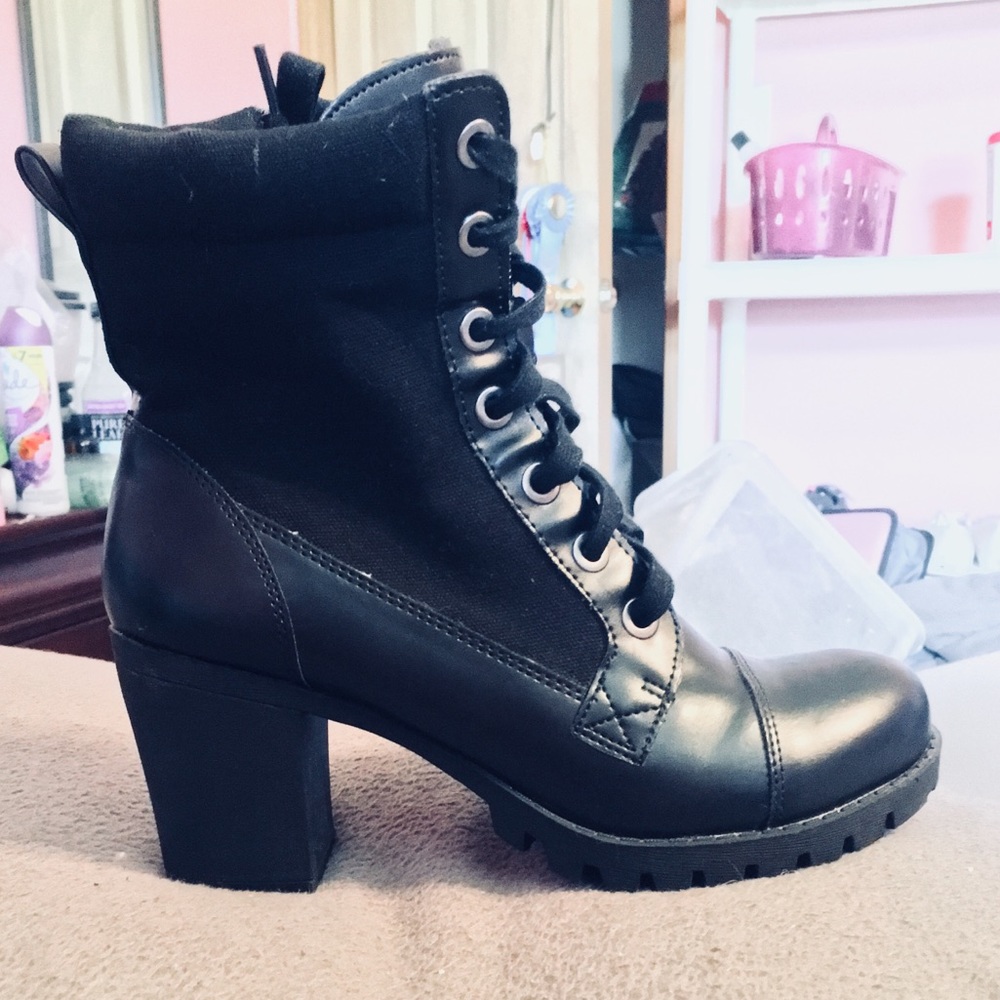 *PRICE DROP*Chunky Heel Combat Boots Faux Leather